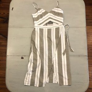 Express green/white striped dress